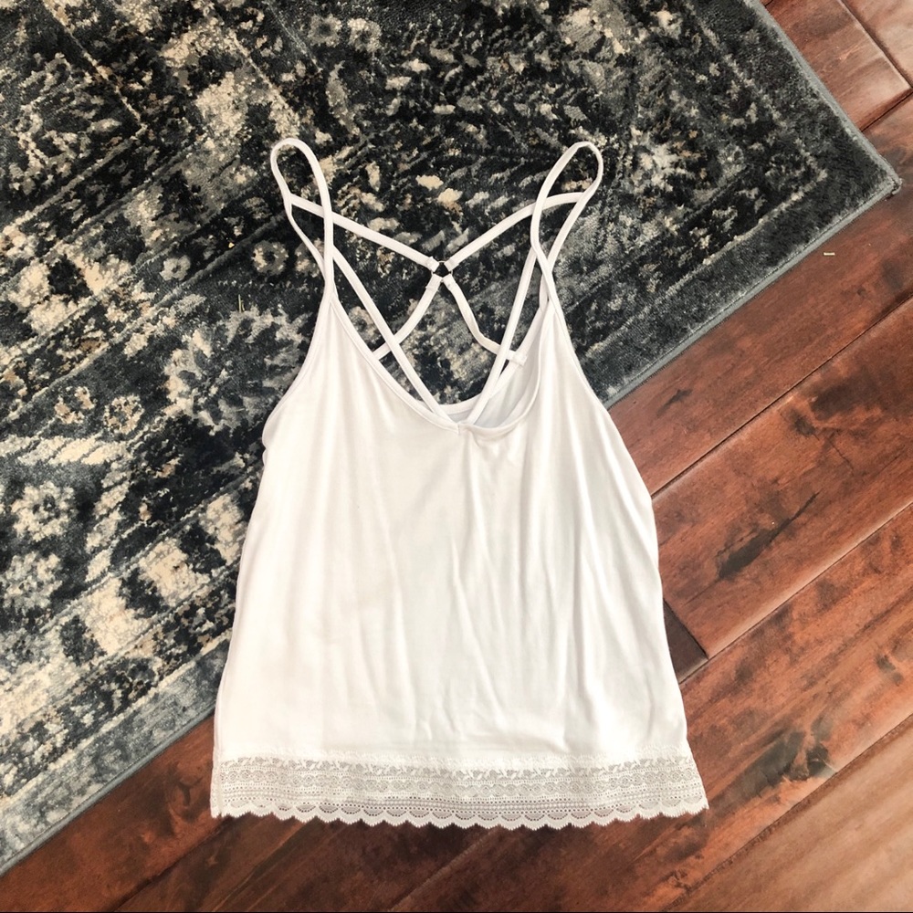 american eagle white lace cami